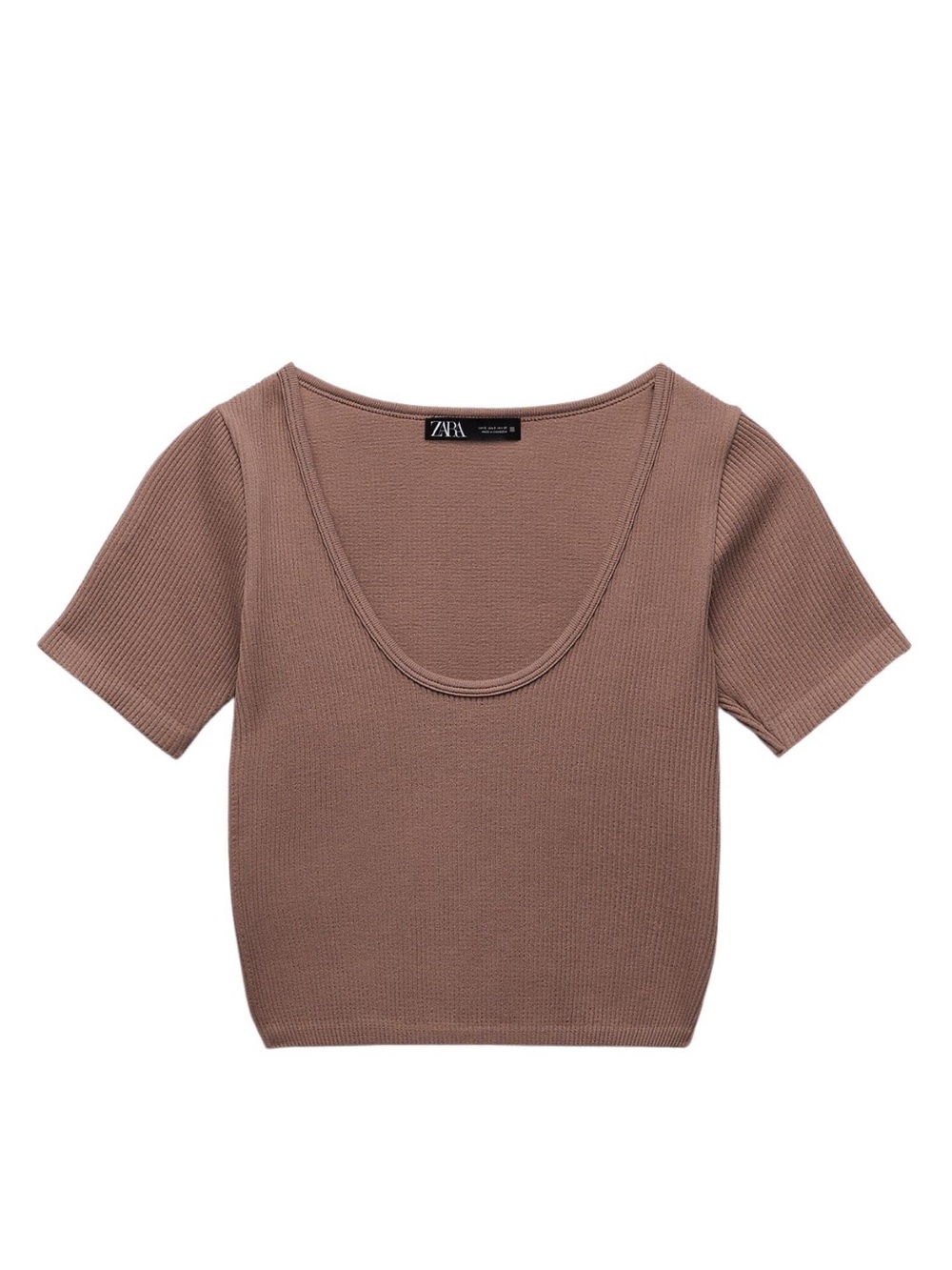 Zara Mauve-Beige Seamless Scoop-Neck Crop Top
